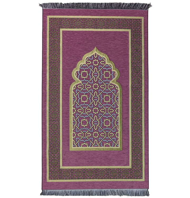 Embroidered Islamic Prayer Mat Pink