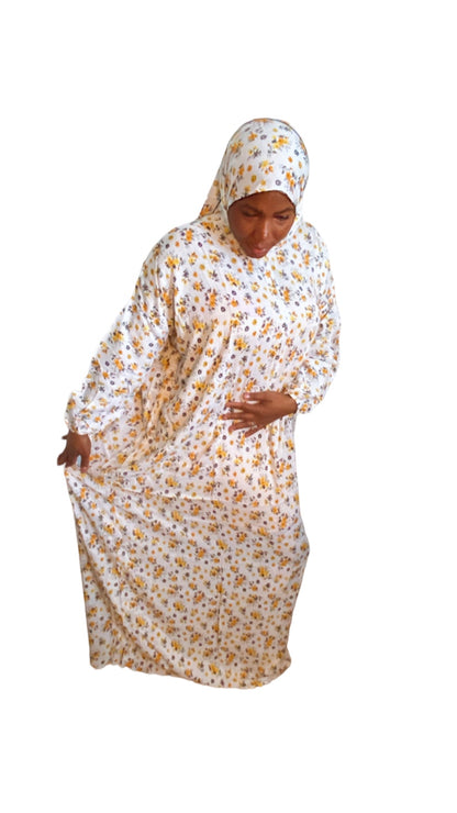 White Floral Prayer Garment