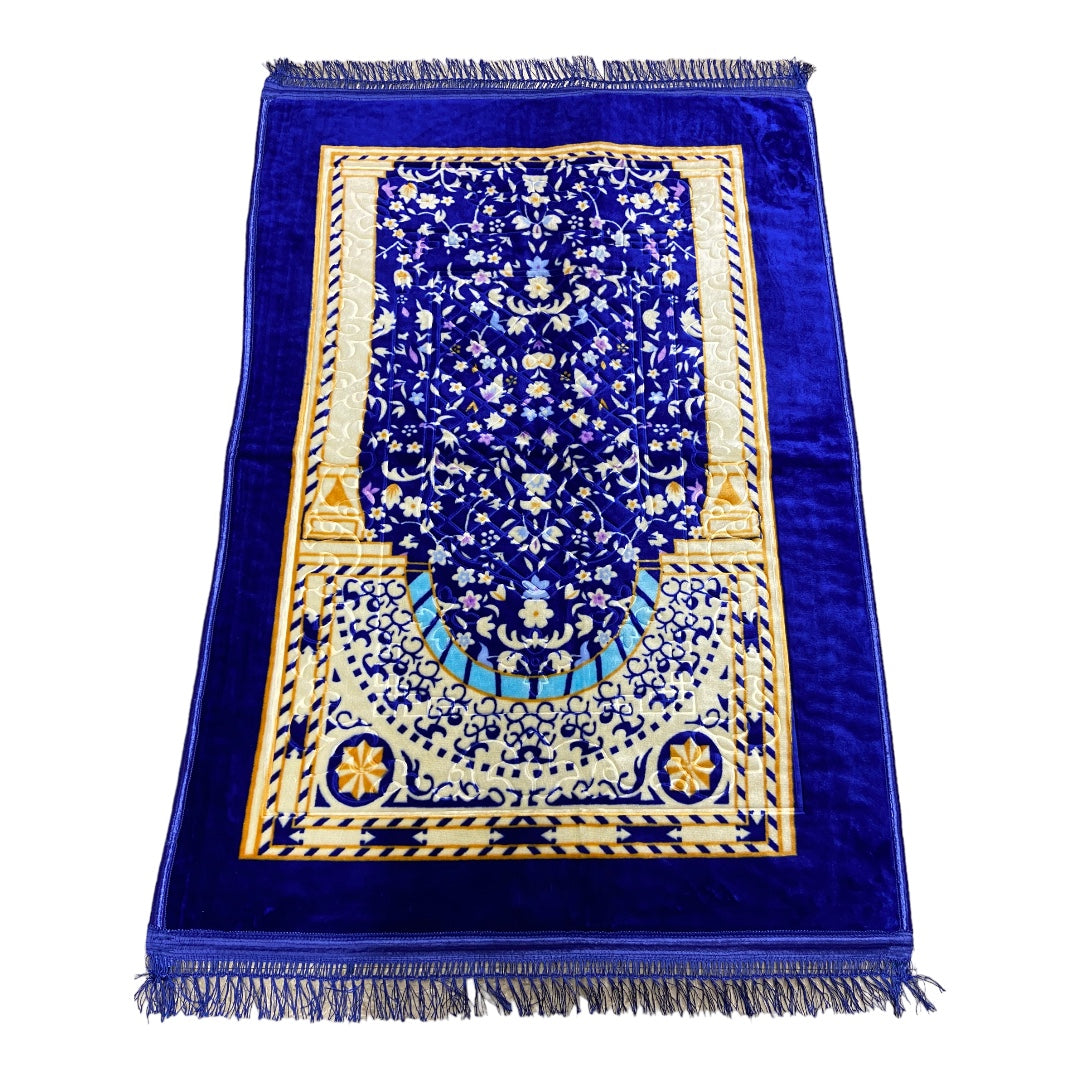 Luxury Royal Blue Velvet Prayer Rug